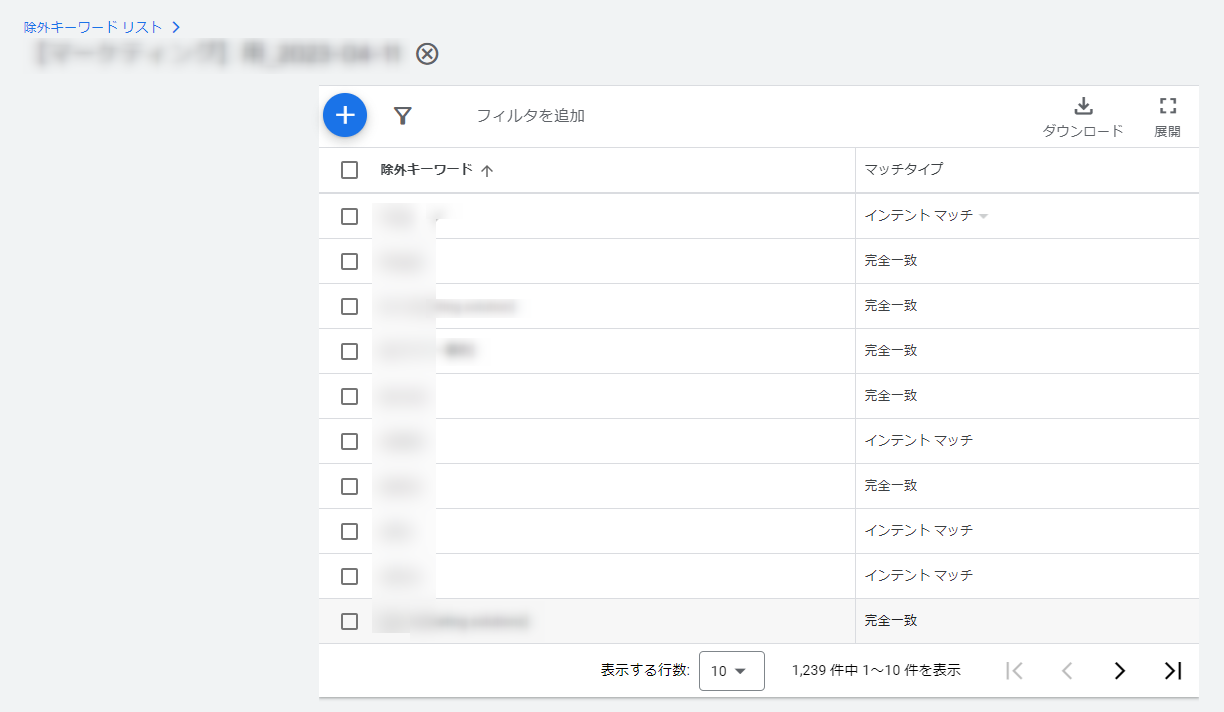 Google広告 除外キーワード  設定方法 ｓ